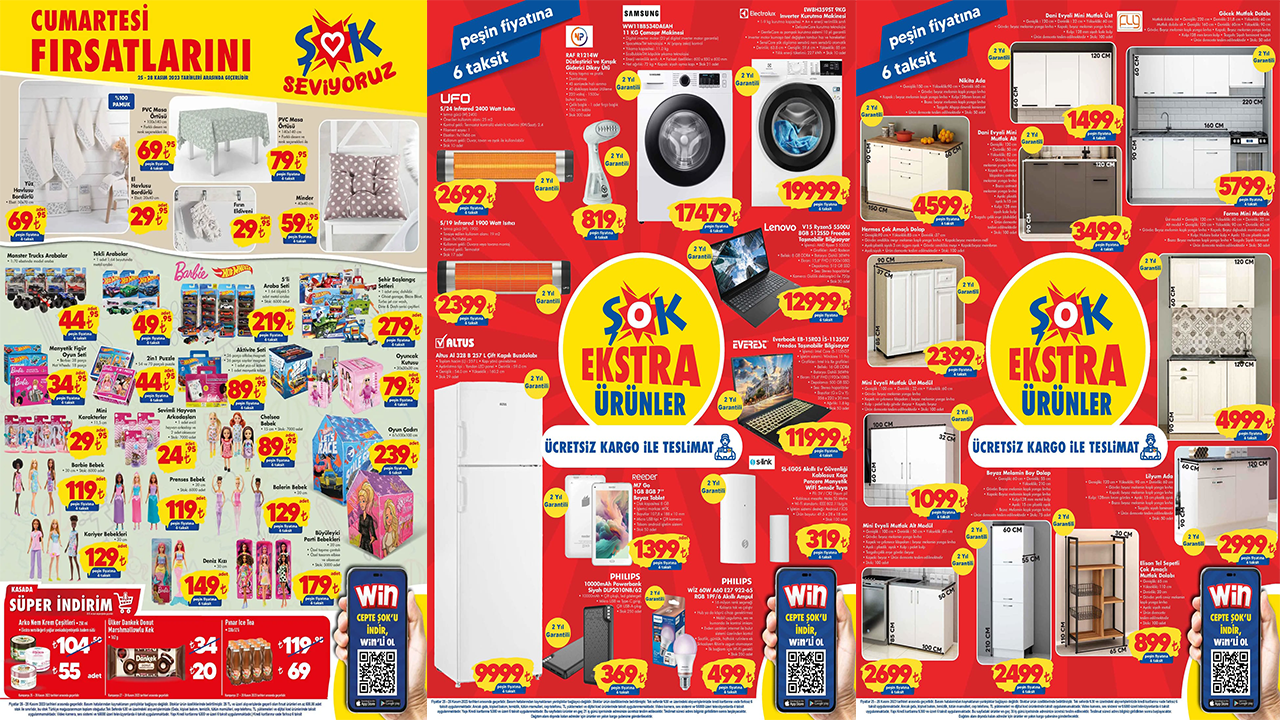 25 Kasım 2023 ŞOK Aktüel Kataloğu! Buzdolabı, Çamaşır Makinesi, Tablet